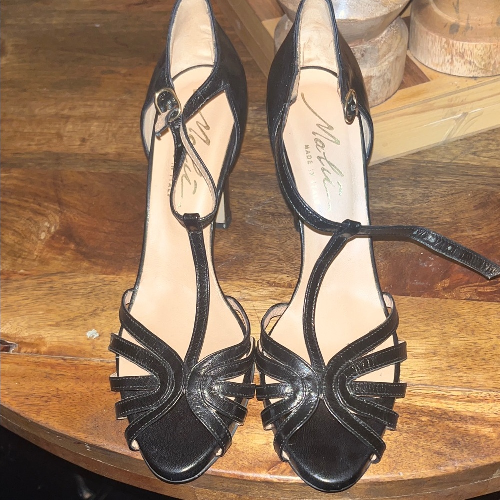 Noble Black Strappy Women's Heels